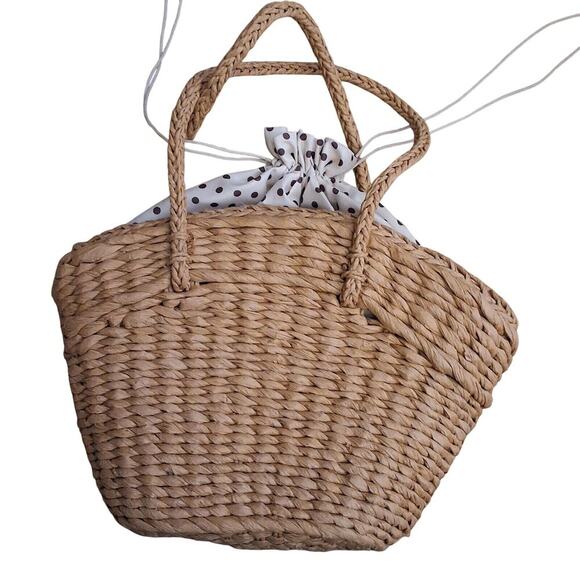 Jason Wu Women's Straw‎ Wicker Drawstring Lined Handbag, Pineapple Design - F6 - Picture 3 of 7